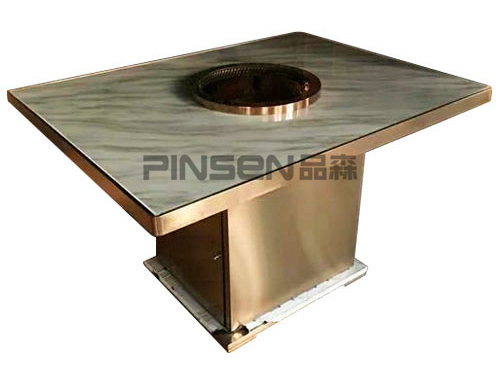 大理石自凈化無(wú)煙自助燒烤桌