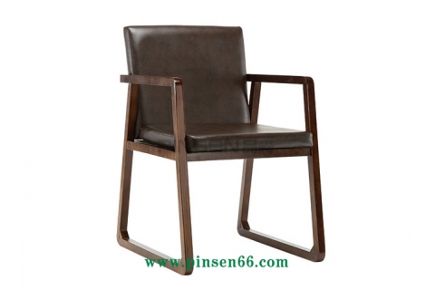 實(shí)木軟包框腳Y字扶手椅