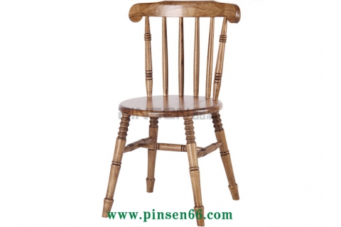 復(fù)古實(shí)木餐椅 美式實(shí)木溫莎椅 咖啡廳 休閑靠背椅