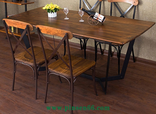 復古實木西餐廳餐桌椅