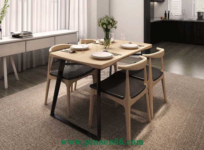 美式鄉(xiāng)村實(shí)木餐桌椅組合鐵藝休閑西餐廳四人用餐桌辦公桌子可定制