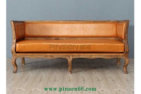 歐式古典主題餐廳實(shí)木軟包卡座沙發(fā)